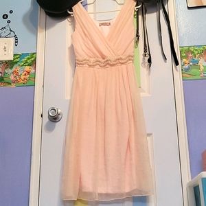 Coral Pink Low Neck Dress